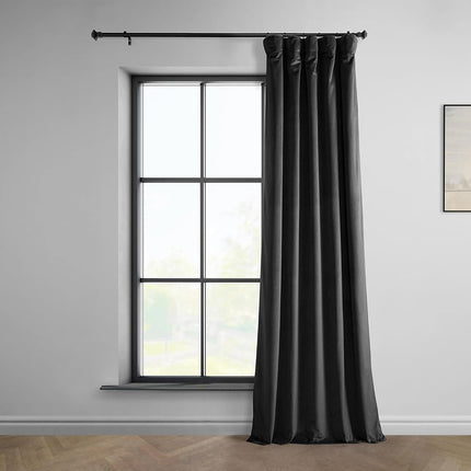 HPD Drapes Heritage Velvet Plush Curtains 108 Drop Blackout Curtains Bedroom Living Room 50 x 108 Inch 1 Panel Black