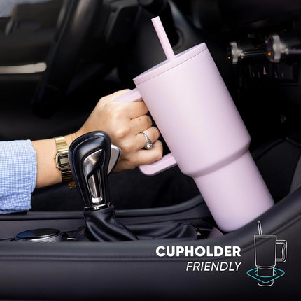 Simple Modern 40 oz Tumbler with Handle and Straw Lid | Insulated Cup Reusable Stainless Steel Water Bottle Travel Mug Cupholder Friendly | Gifts for Women Men Him Her | Trek Collection | Blush
