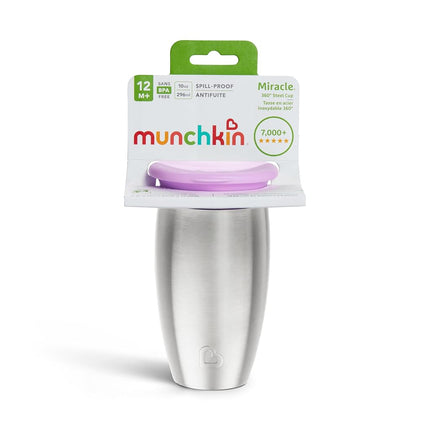 Munchkin� Miracle� Stainless Steel 360 Toddler Sippy Cup, 10 Ounce, Purple