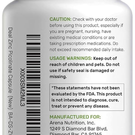 Deal Supplement Zinc 50mg with Selenium + Copper, 240 Capsules, 8 Month Supply, 3 in 1 Mineral Formula, Zinc Picolinate Complex Supplement, Supports Healthy Immune System for Adults and Kids