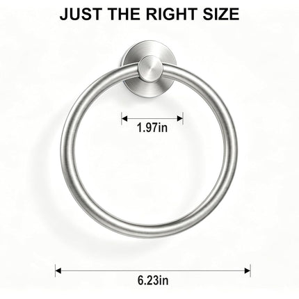 SetSail Towel Holder for Bathroom Wall Silver Towel Ring Stainless Steel Hand Towel Holder Heavy Duty Towel Hanger for Bath, Kitchen Drill Hole, 2 Pack