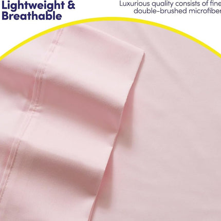 Sweet Home Collection Microfiber Deep Pocket Set-Extra Pillow Cases, Value, Pale Pink, Twin XL