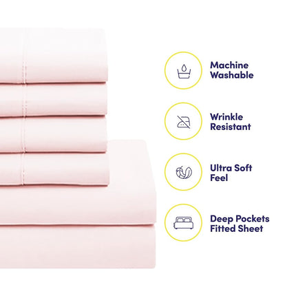 Sweet Home Collection Soft Down Alternative Blanket & Luxurious Microfiber Bed Sheets, Polyester, Pale Pink, Twin XL