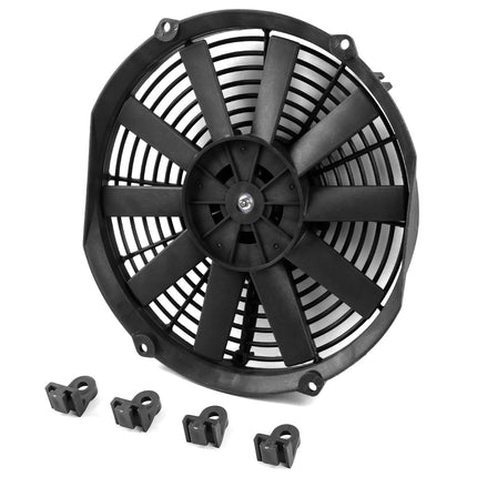 DNA Motoring Ventilador eléctrico delgado de alto rendimiento de 12 pulgadas para radiador con kit de montaje, negro, RAF-12+FMK