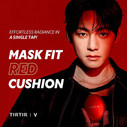 TIRTIR Mask Fit Red Cushion Foundation | Full coverage, Weightless, Skin fit, Satin Glow Finish, Korean Makeup Cushion Foundation (#24W Soft Beige, 0.63 Fl Oz)