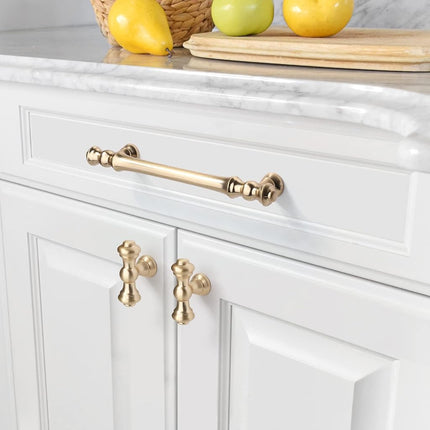Asidrama 30 Pack Brushed Brass Kitchen Cabinet Knobs Gold Dresser Knobs Drawer Knobs Gold Cabinet Knobs Cabinet Hardware Zinc Knobs for Dresser Drawers, A0018