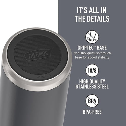 THERMOS ICON Series by Stainless Steel Water Bottle with Screw Top Lid, 40 Ounce, Granite