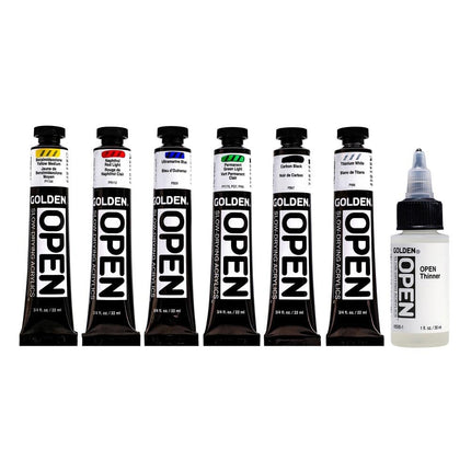 Golden Artist Colors Slow Drying Open Acrylic 6 Color Introduction Set