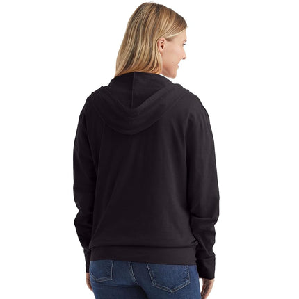 Hanes Women's Jersey Full Zip Hoodie, Black, Small