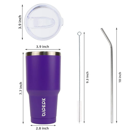 BJPKPK 30 oz Stainless Steel Tumbler with Lid and Straw Vacuum Insulated Double Wall Travel Coffee Water Tumbler,Purple