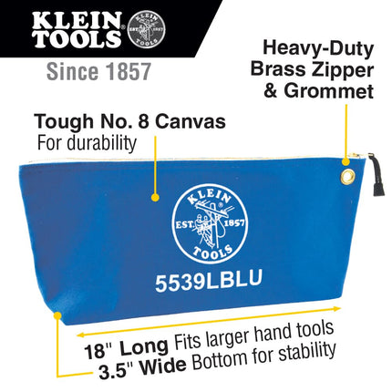 Klein Tools Canvas Zipper Pouch, 40.6 cm Tool Bag Storage Organizer, Blue 5539LBLU