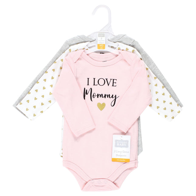 Grenouillères à manches longues en coton unisexe Hudson Baby, Maman Fille, 0-3 mois