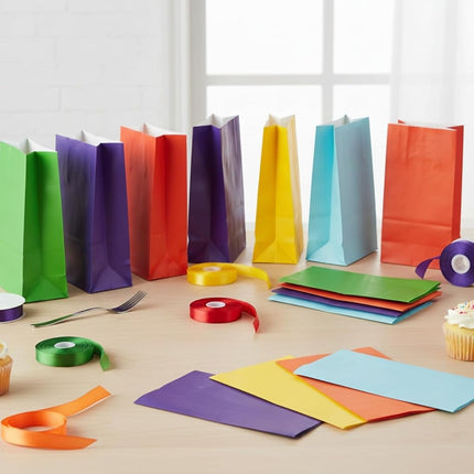 Oriental Trading Bright Colour Paper Goody Bag 12-Pieces