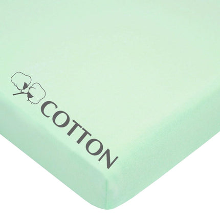 Sábana Ajustable de Punto Jersey 100% Algodón Natural para Cuna Corral Pack N Play de American Baby, Menta, Suave y Transpirable, para Niños y Niñas