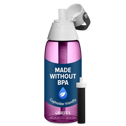 Brita Hard-Sided Plastic Premium Filtering Water Bottle, BPA-Free, Reusable, Replaces 300 Plastic Water Bottles, Filter Lasts 2 Months or 40 Gallons, Includes 1 Filter, Orchid - 36 oz.