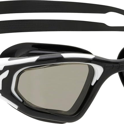 CRESSI Vortex Swimming Goggles - Anti-Fog Scratch-Resistant Swim Goggles - Flexible Nose Bridge for Adult Use - Watertight Seal for Open Water Swimming - Black/White Smoked Lens