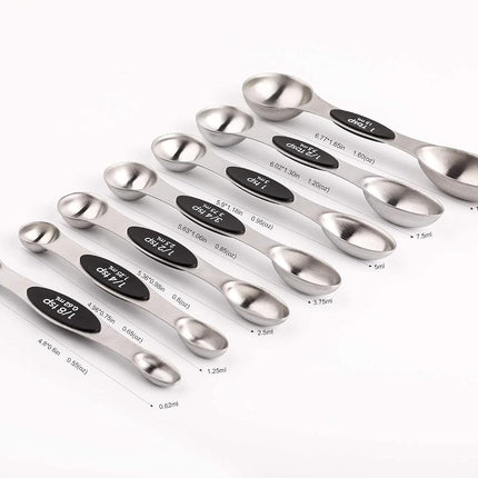 Magnetic Measuring Spoons Stainless Stee with Leveler Double Sided Teaspoons for Measurements Dry and Liquid Ingredients Set of 8 Measuring Spoons Set 7