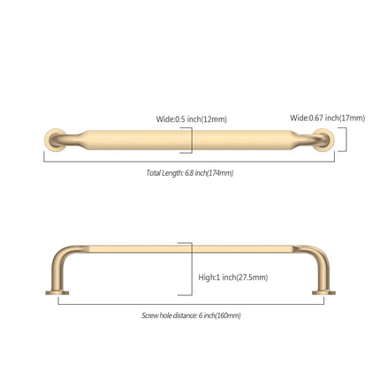 Asidrama 10 Pack 6.3 Inch(160mm) Brushed Brass Kitchen Cabinet Handles, Cabinet Pulls Kitchen Cabinet Hardware for Cupboard Drawer Pulls
