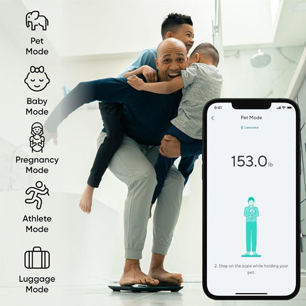 WYZE Smart Scale X for Body Weight, Digital Bathroom Scale for BMI, Body Fat, Water and Muscle, Heart Rate Monitor, Body Composition Analyzer for People, Baby, Pet, Blue Black, 400 lb