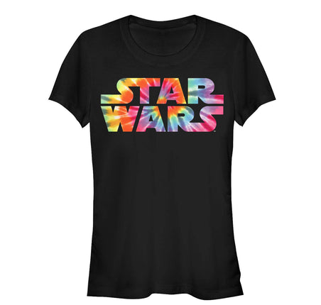 STAR WARS Women's Long Rainbow Logo Tie Dye Crew N