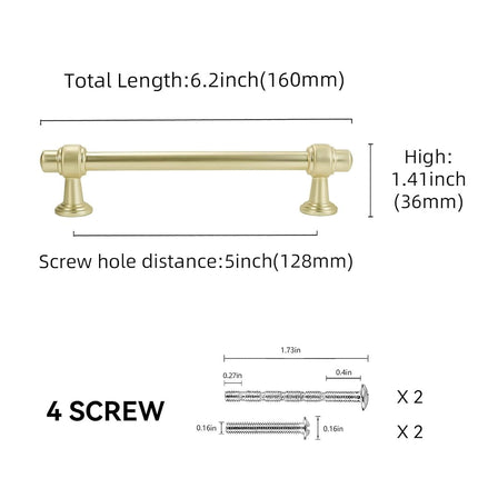 POVEFONK 5-Inch Brushed Brass Kitchen Cabinet Pulls - 10 Pack Gold Drawer Handles, Cabinet Hardware for Kitchen, Dresser