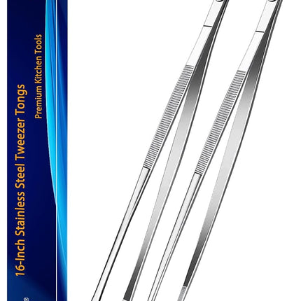 JETKONG 2 Pcs 16-Inch Kitchen Tweezers, Heavy Duty