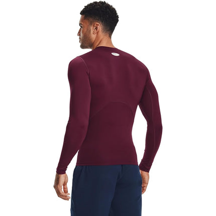 Under Armour Men's Armour HeatGear Compression Long-Sleeve T-Shirt, Maroon (609)/White, X-Large