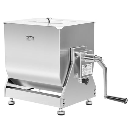 VEVOR Manual Meat Mixer, 40L Tilt Tank – Heavy Duty Stainless Steel Hand Mixer for Ground Beef & Sausage, Max 60lb Mixing Meat Capacity, with Gear Box and Lid Handle