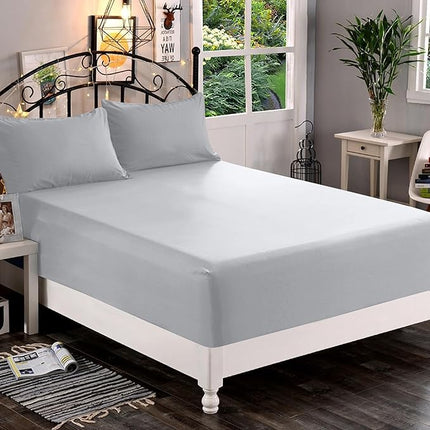 Elegant Comfort 1500 Premium Hotel Quality 1-Piece Fitted Sheet, Softest Quality Microfiber-Deep Pocket up to 16 inch,Wrinkle and Fade Resistant, Queen, Silver