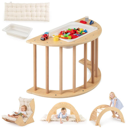 INFANS Wooden Arch Climber Rocker with Soft Cushio