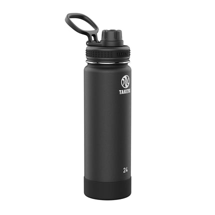 Bouteille d'eau isotherme en acier inoxydable Takeya Actives avec bouchon à bec, 0,7 litre / 24 onces, Onyx