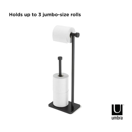 Umbra Cappa Toilet Paper Stand, Freestanding Metal with Reserve, Black