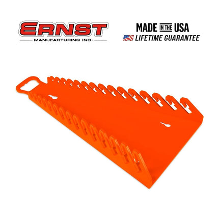 Ernst Manufacturing 5157 Gripper Reverse Wrench Portable Wrench Organizer - Holds 1/4" to 1 1/8" and 6 to 20mm Tools, Durable Flexible Grip, 15 Tool Capacity, Orange