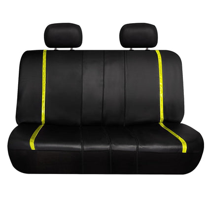 FH Group Housse de Siège Auto Complète en Similicuir - Ajustement Universel, Housses de Sièges Avant à Dossier Bas, Compatible Airbag, Banquette Arrière Divisée, Housse de Siège pour SUV, Berline, Jaune