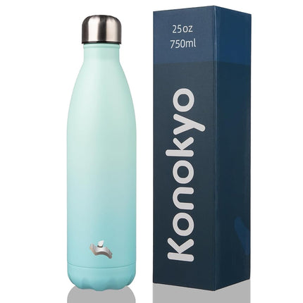 Konokyo Insulated Water Bottles,25oz Double Wall Stainless Steel Vacumm Metal Flask for Sports Travel,Mint