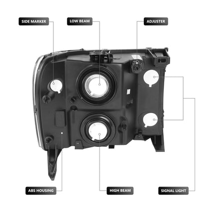 DNA MOTORING Pair Headlight Assembly Compatible With 07-13 GMC Sierra 1500/07-14 Sierra 2500 HD 3500 HD, Black/Clear, HL-OH-GMCSIE07-BK-CL1