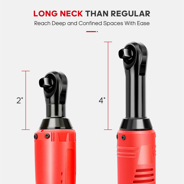 FAHKNS 18V Extended Cordless Ratchet Wrench 3/8 Electric Wrenches Set 45 ft-lbs (60 N.m) 400RPM Power,2 Battery 2.0Ah Lithium-Ion,7 Sockets (10/11/12/13/14/15/17mm) and Charger,Variable Speed Trigger