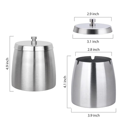 OILP Ashtray with Lid for Cigarettes Outdoor,Windproof/Rainproof Stainless Steel Ashtray for Outside Home Table (Large)