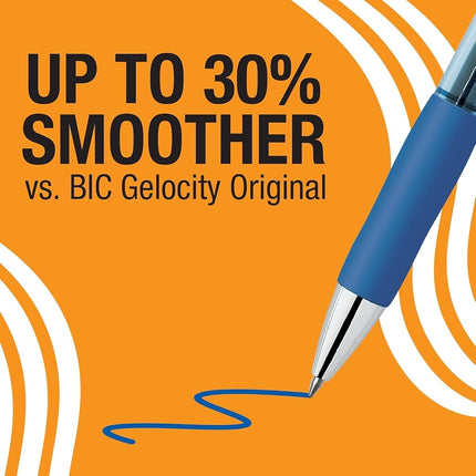 BIC Gelocity Pro Blue Gel Pens, Medium Point (0.7 mm), Smooth Smear-Resistant Blue Ink, Ultra Comfortable Grip, 12-Count Pack