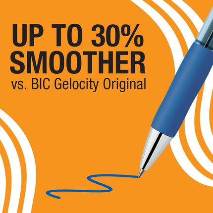 BIC Gelocity Pro Blue Gel Pens, Medium Point (0.7 mm), Smooth Smear-Resistant Blue Ink, Ultra Comfortable Grip, 12-Count Pack