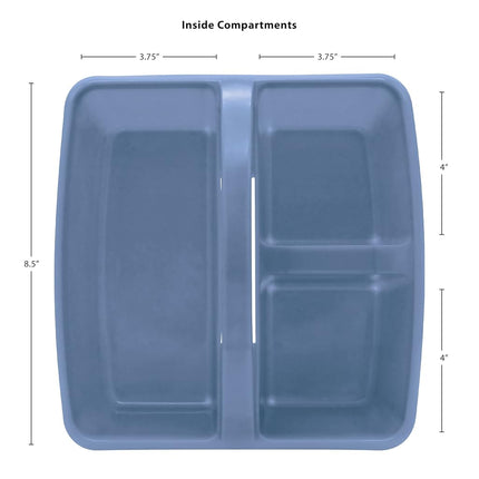 Slate Blue Portable Plastic Storage Caddy 6-Pack for Classrooms, Kids Room, and Office Organization, 3 Compartments