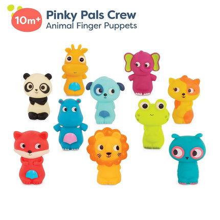 B. toys Finger Puppets, Pinky Pals Crew Animal Puppet Set, 10 Pack