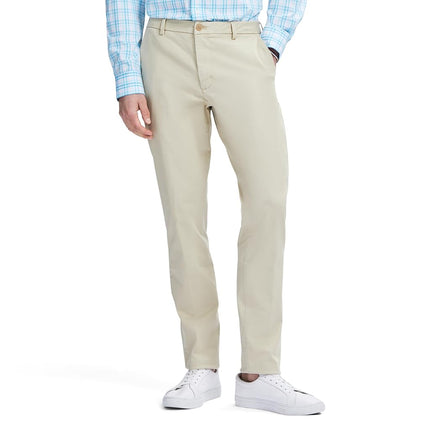 IZOD Men's Saltwater Stretch Flat Front Slim Fit Chino Pant, Pale Khaki, 30W x 32L