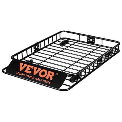 VEVOR Roof Rack Cargo Basket, 46“x36 x4.5” /117x91x11 cm Rooftop Cargo Carrier, Heavy-Duty 200 LBS/90 KG Capacity Universal Roof Rack Basket, Luggage Holder for SUV, Truck, Vehicle