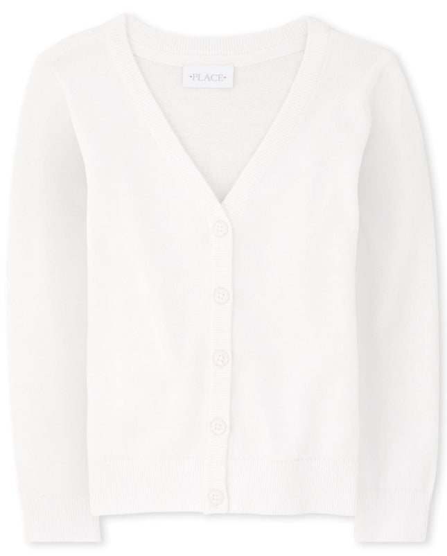 The Children's Place Girls V-Neck Cardigan, White,