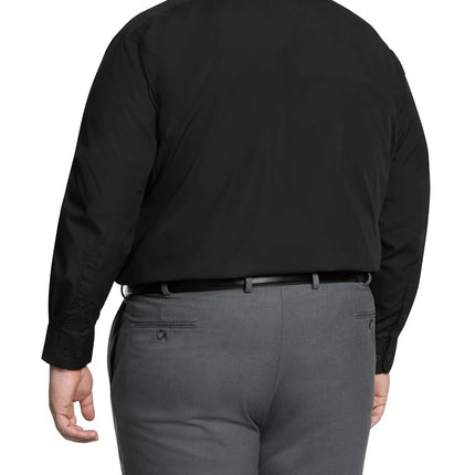 Van Heusen Men's Tall Dress Shirt Big Fit Poplin, Black, 18" Neck 34"-35" Sleeve