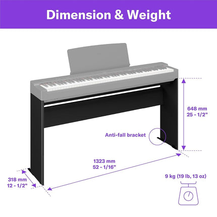 Soporte para piano digital con teclado contrapesado Yamaha L200B P225B - Negro