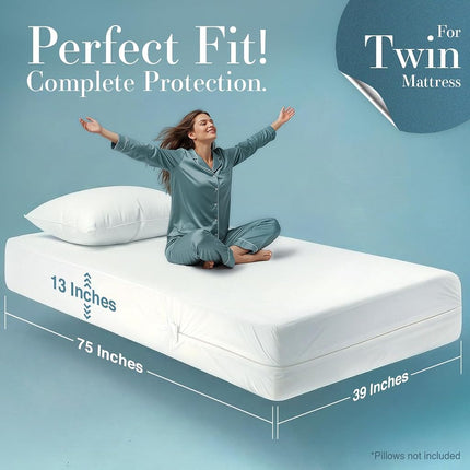 Utopia Bedding Zippered Mattress Encasement Twin - 100% Waterproof and Bed Bug Proof Mattress Protector - Absorbent, Six-Sided Mattress Cover