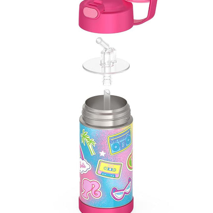 Thermos FUNTAINER 12 Ounce Stainless Steel Vacuum Insulated Kids Straw Bottle, Barbie