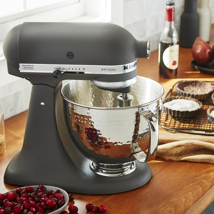 KitchenAid 5 Quart Stainless Steel Bowl for all KitchenAid 4.5-5 Quart Tilt-Head Stand Mixers KSM5SSBHM, Hammered Stainless